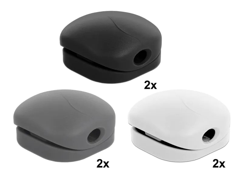 Delock Kabel-Clip 5 mm, 3x2 Stück, weiss, grau, schwarz