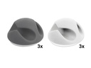 Delock Kabelhalter 6 mm, 2x3 Stück, weiss, grau, 2 Durchführungen