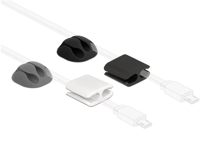 Delock Kabelhalter und Kabelclip Set 4 Stück