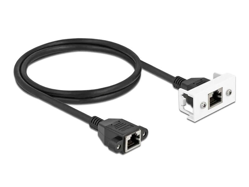 Delock Patchkabel für Easy 45 Modul Cat 6A, S/FTP, 1 m, Schwarz