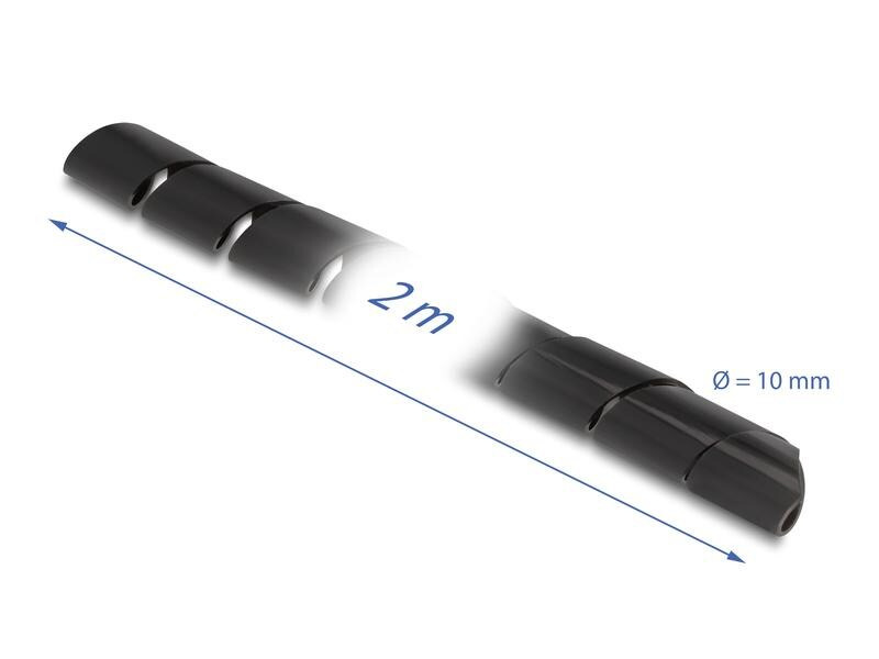 Delock Spiroschlauch flexibel 2 m x 10 mm Schwarz