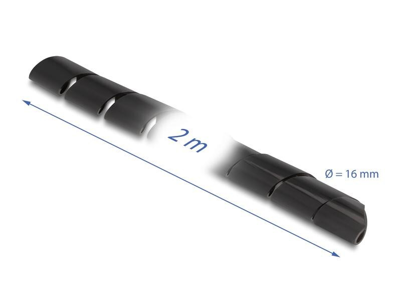 Delock Spiroschlauch flexibel 2 m x 16 mm Schwarz