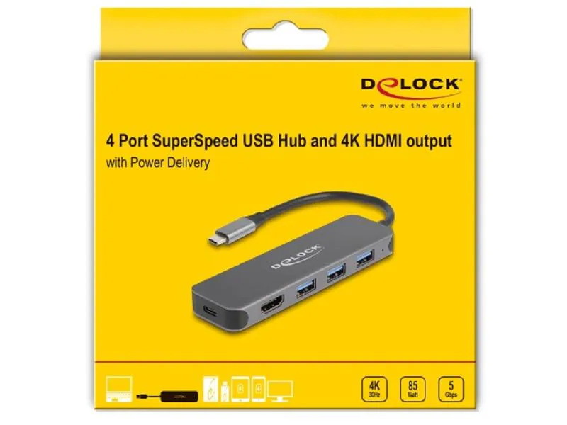 Delock Dockingstation 3x 3.1 Typ-A + 1x HDMI 4K