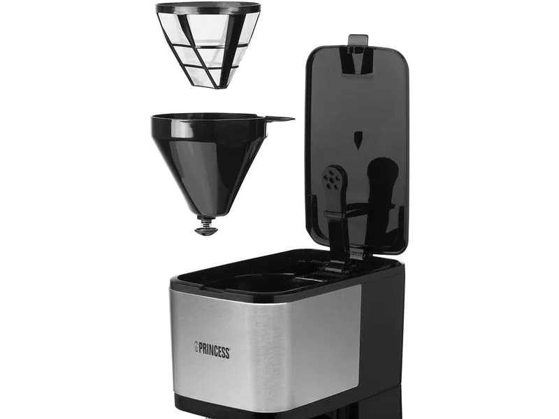 Princess Filterkaffeemaschine Compact 12 Schwarz/Silber