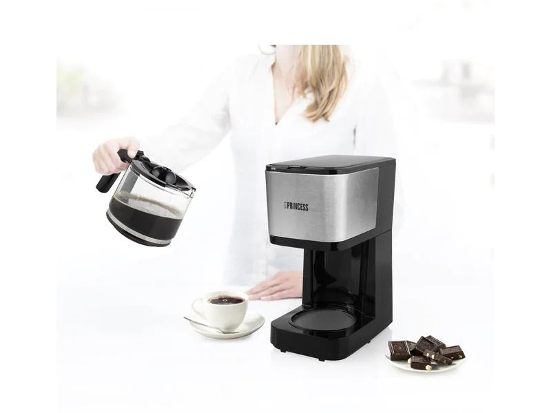 Princess Filterkaffeemaschine Compact 12 Schwarz/Silber