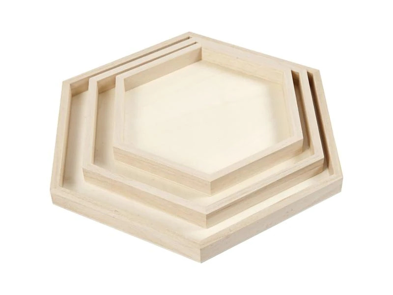 Creativ Company Holzartikel Tablett 3 Stück