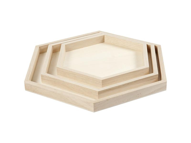 Creativ Company Holzartikel Tablett 3 Stück