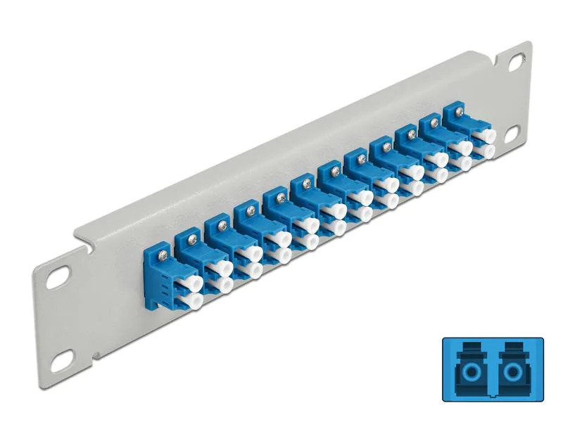 Delock Verteilerplatte 10″ LWL Patchpanel 12 Port LC Duplex grau