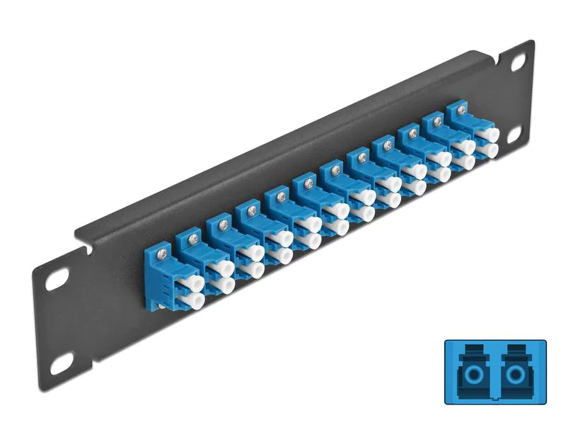 Delock Verteilerplatte 10″ LWL Patchpanel 12 Port LC Duplex schwarz