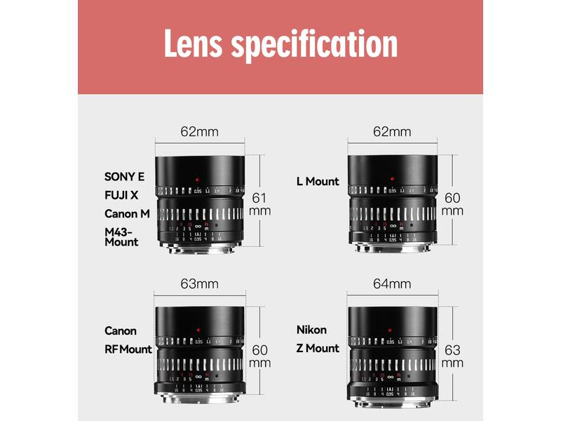 TTArtisan Festbrennweite APS-C 50 mm F0.95 – Fujifilm X-Mount