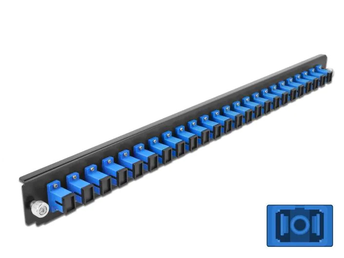 Delock Verteilerplatte Frontblende 24 Port SC Simplex blau 19 Rack