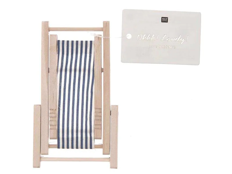 Rico Design Mini-Möbel Liegestuhl 7 x 10 cm 1 Stück, Blau/Weiss