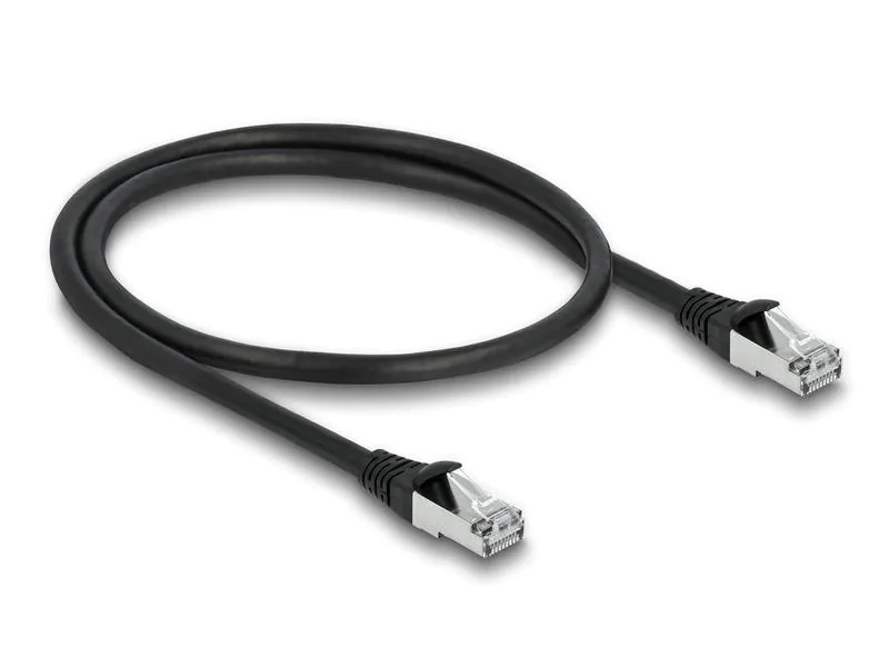 Delock Patchkabel Outdoor Cat 6A, S/FTP, 0.5 m, Schwarz