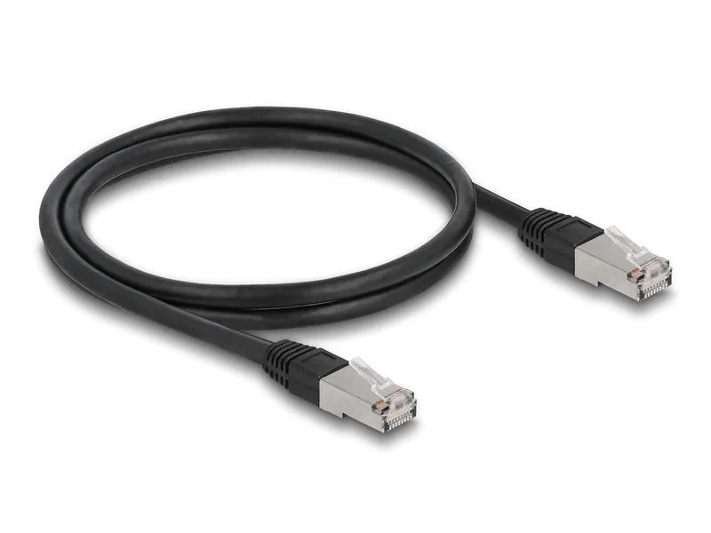 Delock Patchkabel Outdoor Cat 6A, S/FTP, 1 m, Schwarz