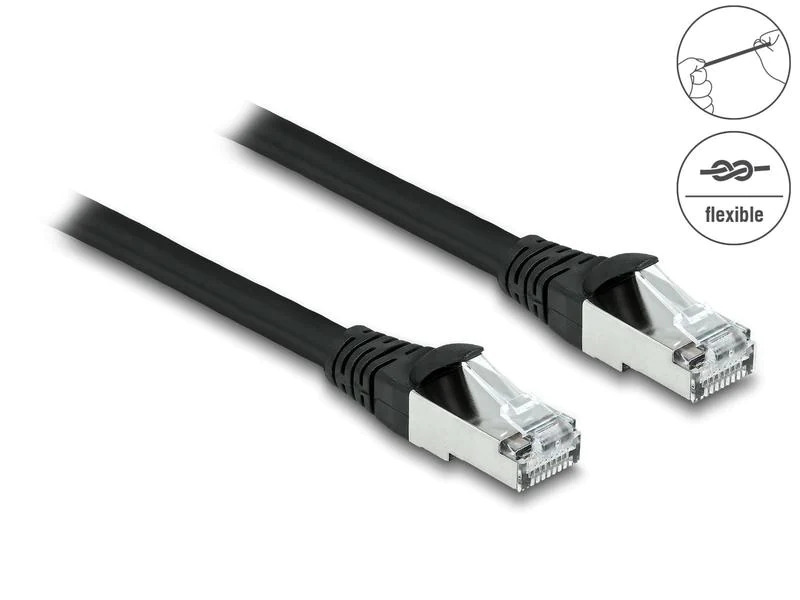 Delock Patchkabel Outdoor Cat 6A, S/FTP, 1 m, Schwarz