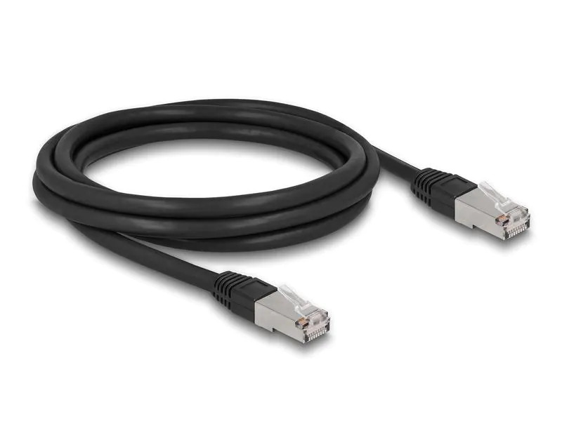 Delock Patchkabel Outdoor Cat 6A, S/FTP, 2 m, Schwarz