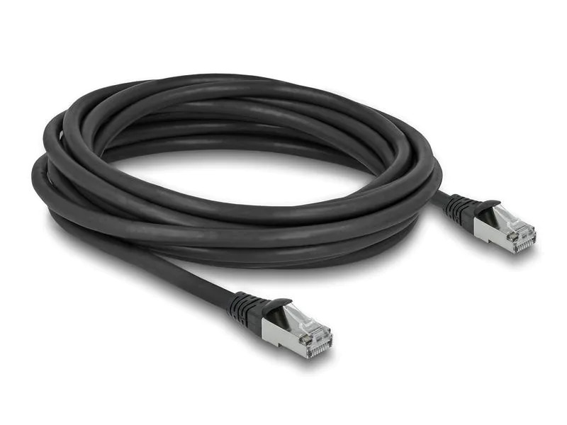 Delock Patchkabel Outdoor Cat 6A, S/FTP, 5 m, Schwarz