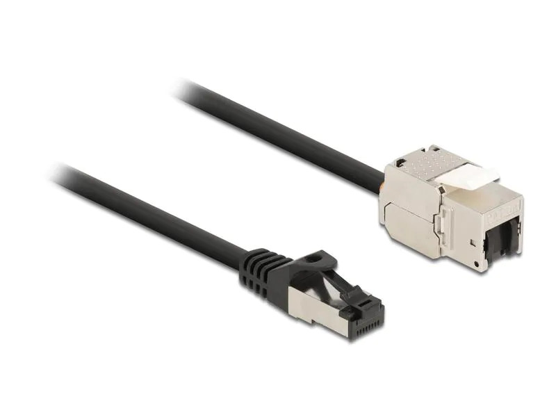 Delock Patchkabel RJ45 zu Keystone Cat 6A, S/FTP, 0.5 m, Schwarz