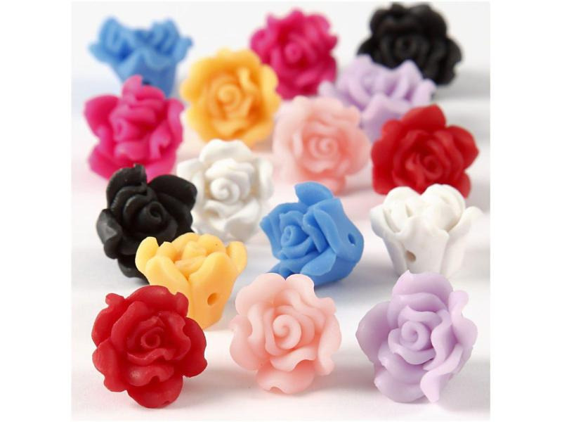 Creativ Company Perlen Rosen aus Ton, 16 x 10 mm, 16 sort.