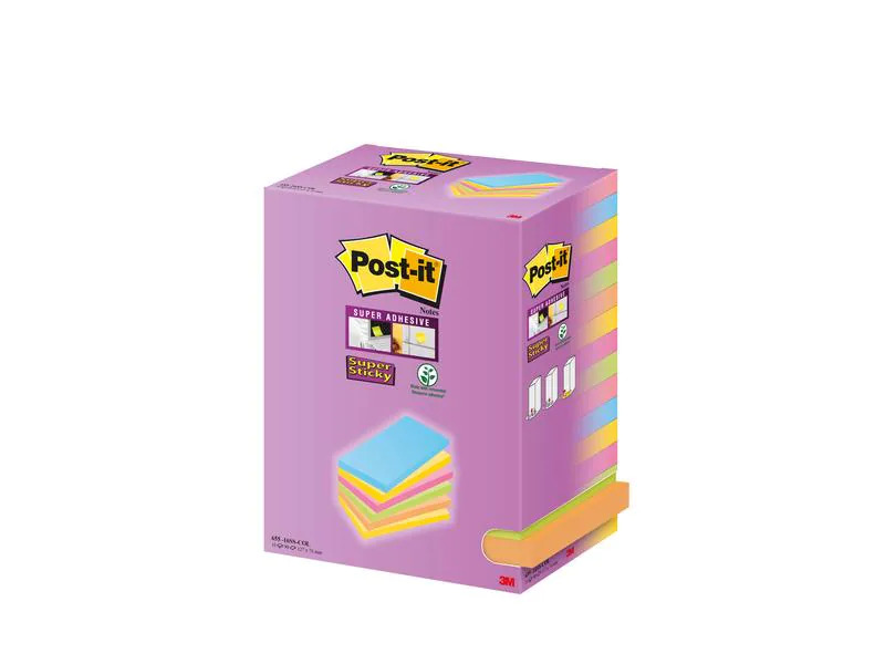 Post-it Notizzettel Super Sticky 12.7 x 7.6 cm, Mehrfarbig