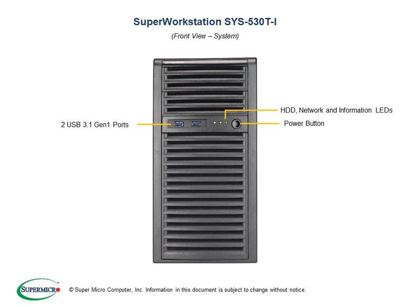 Supermicro Barebone UP Workstation SYS-530T-I