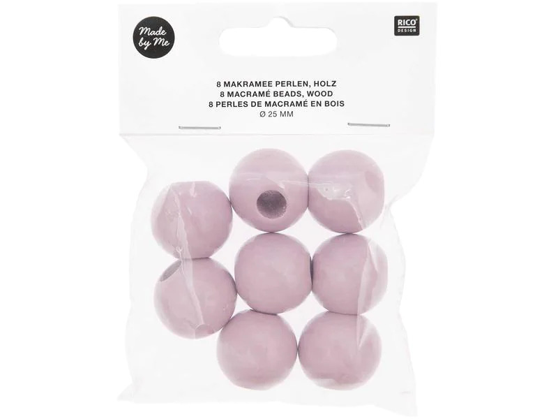 Rico Design Holzperlen Makramee Altrosa, 8 Stück
