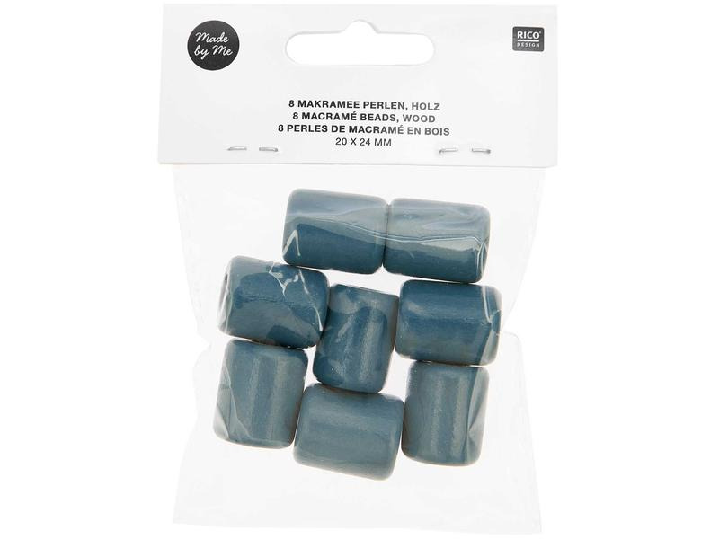 Rico Design Holzperlen Makramee Petrol, 8 Stück