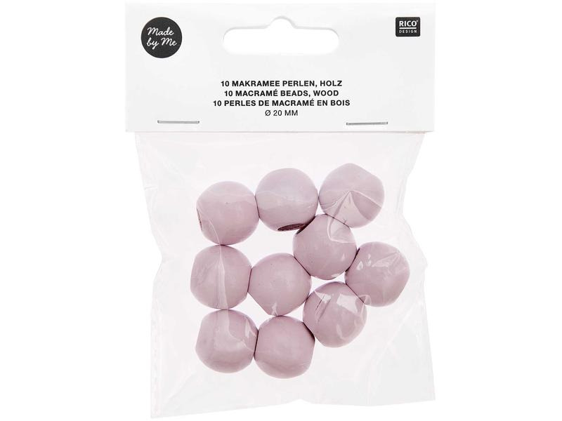 Rico Design Holzperlen Makramee Rosa, 10 Stück
