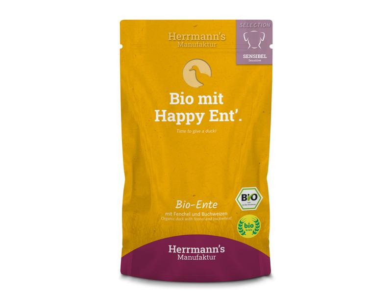 Herrmann's Nassfutter Sensibel Bio Ente, Fenchel und Buchweizen,15x150g