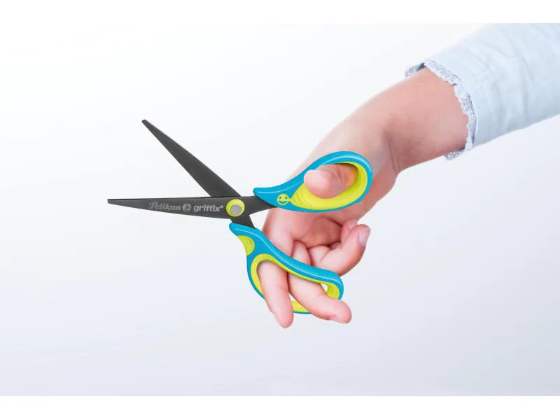 Pelikan Kinderschere griffix spitz Blau, Grün, für Rechtshändler