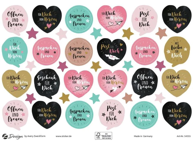 Avery Zweckform Motivsticker A5 DEKO Auspacken + Freuen