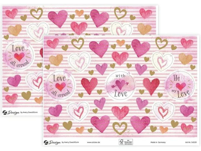 Avery Zweckform Motivsticker A5 DEKO Herzen