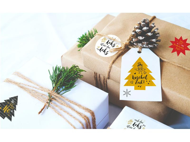 Avery Zweckform Motivsticker Christmas Sprüche A5 2 Stück Mehrfarbig
