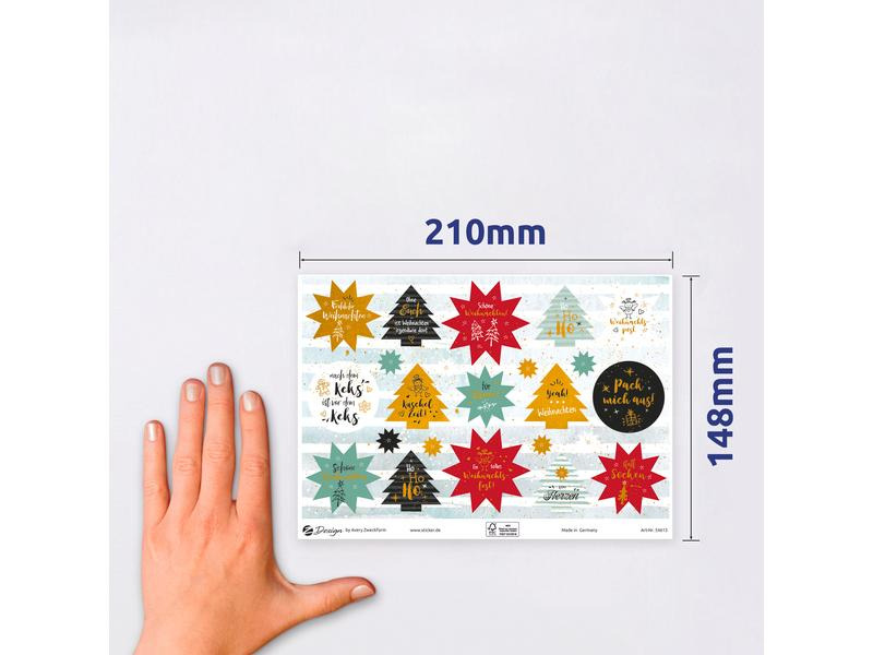 Avery Zweckform Motivsticker Christmas Sprüche A5 2 Stück Mehrfarbig