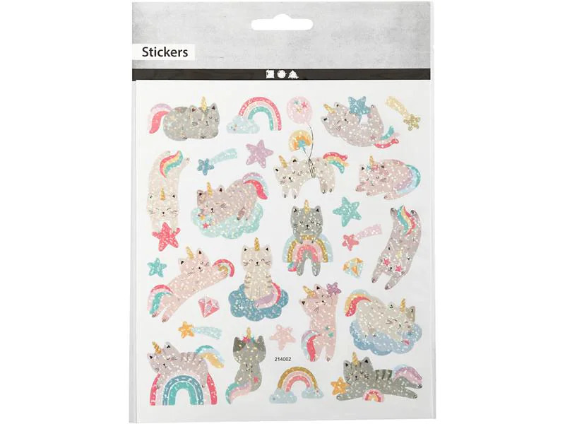 Creativ Company Glitzersticker 15 x 16.5 cm 1 Blatt, Einhorn/Kätzchen