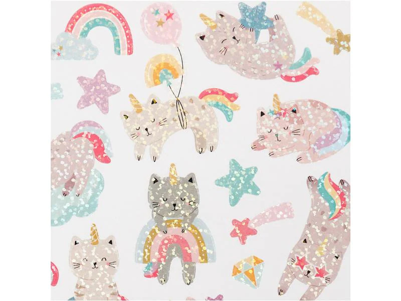 Creativ Company Glitzersticker 15 x 16.5 cm 1 Blatt, Einhorn/Kätzchen