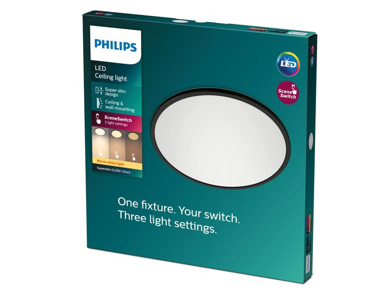 Philips Deckenleuchte 3-in-1 SceneSwitch 18 W, 2700 K, Schwarz