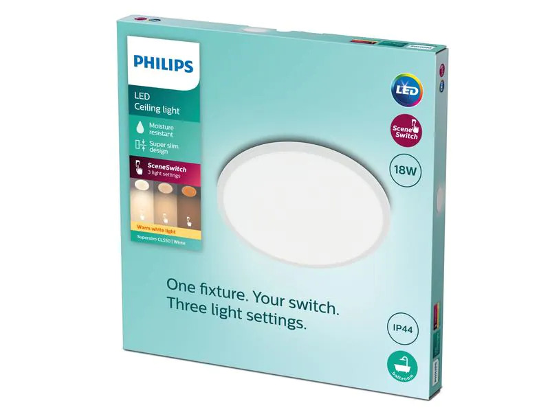 Philips Deckenleuchte 3-in-1 SceneSwitch 18 W, 2700 K, Weiss