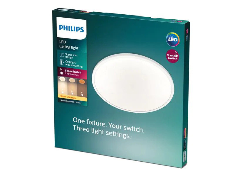 Philips Deckenleuchte 3-in-1 SceneSwitch 18 W, 2700 K, Weiss