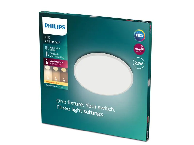 Philips Deckenleuchte 3-in-1 SceneSwitch 22 W, 2700 K, Weiss