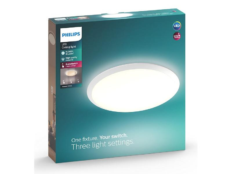Philips Deckenleuchte Cavanal, Ø 35 cm, 18 W, 1500 lm, 2700 K, Weiss