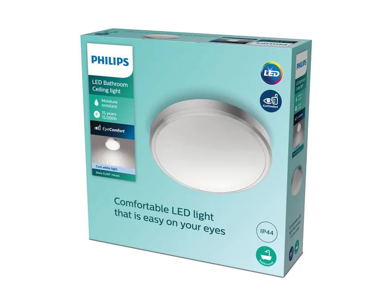 Philips Deckenleuchte Doris 17 W, 4000 K, Nickel
