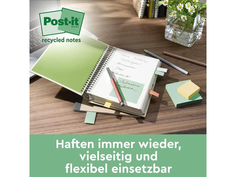 Post-it Notizzettel Recycling Notes 7.6 x 7.6 cm, Pink