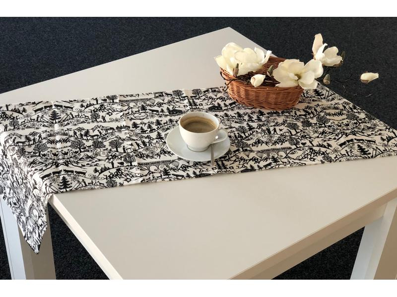 Hubatka Tischläufer Swissness 35 x 135 cm, Schwarz/Weiss