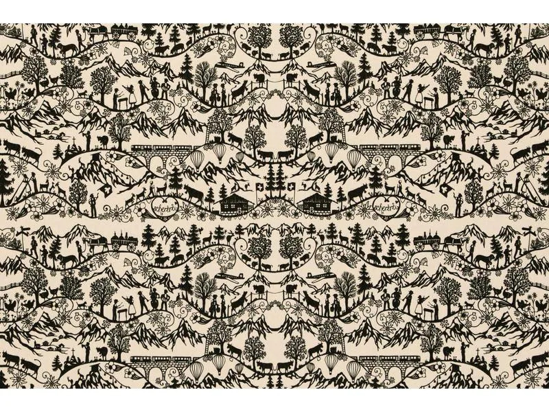 Hubatka Tischläufer Swissness 35x 135 cm, Nature/Schwarz