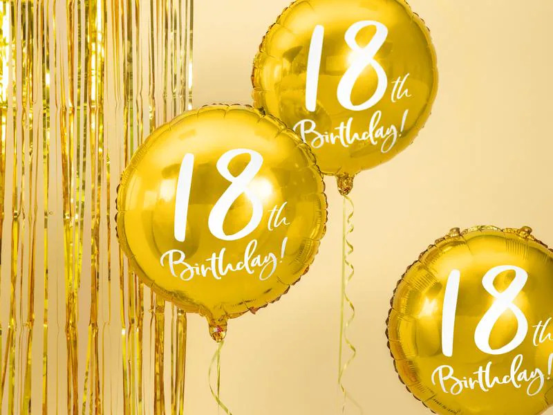 Partydeco Folienballon 18th Birthday Gold/Weiss