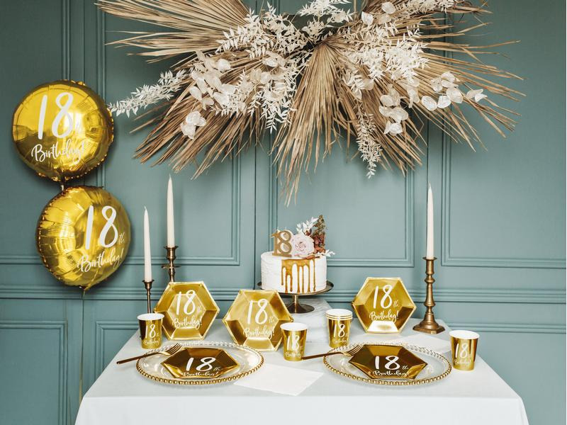 Partydeco Folienballon 18th Birthday Gold/Weiss