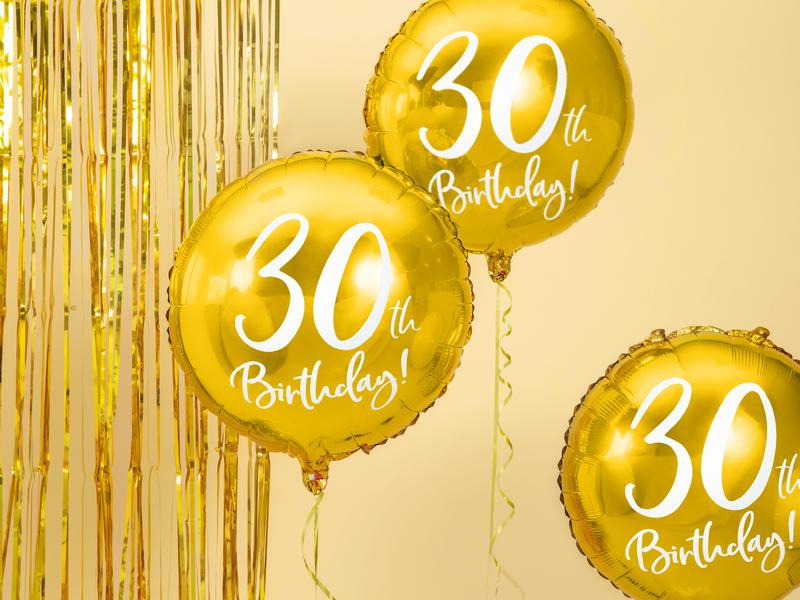 Partydeco Folienballon 30th Birthday Gold/Weiss