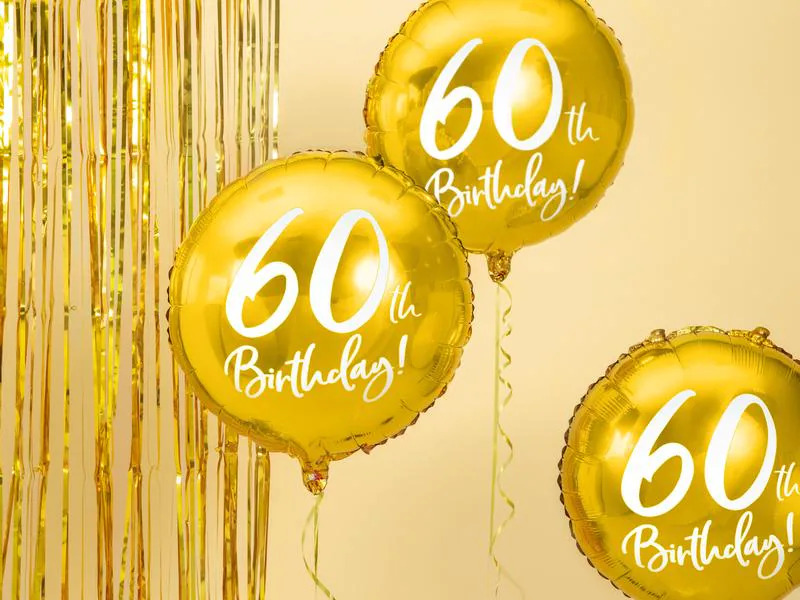 Partydeco Folienballon 60th Birthday Gold/Weiss