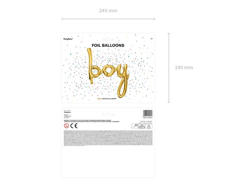 Partydeco Folienballon Boy 63.5 x 74 cm Gold, 1 Stück